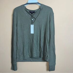 Generation Love Army Green Jordan Criss Cross Waffle Knit Ribbed L/S Size XS